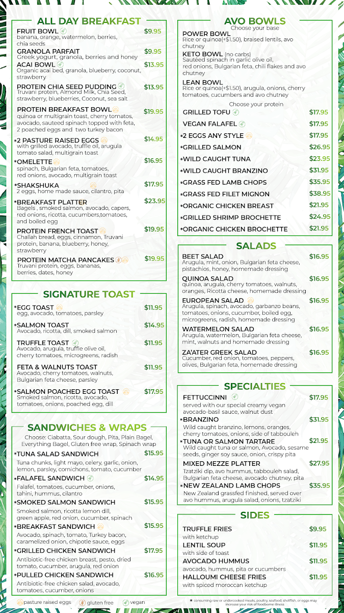 Avo Miami Menu - Image 1