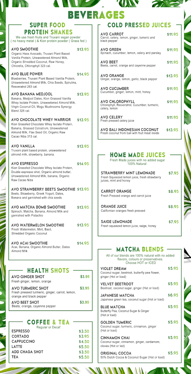 Avo Miami Menu - Image 2